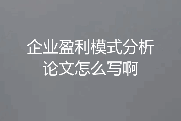 企业盈利模式分析论文怎么写啊