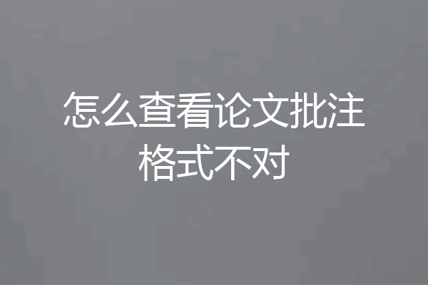 怎么查看论文批注格式不对