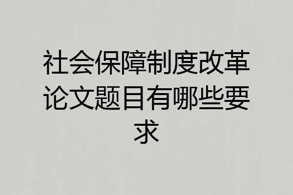 社会保障制度改革论文题目有哪些要求