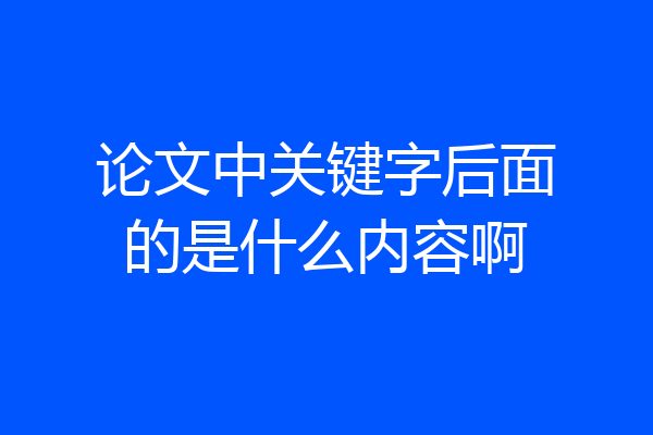 论文中关键字后面的是什么内容啊