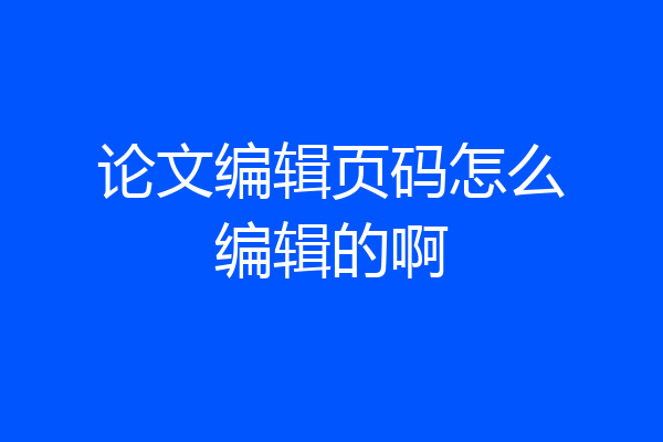 论文编辑页码怎么编辑的啊