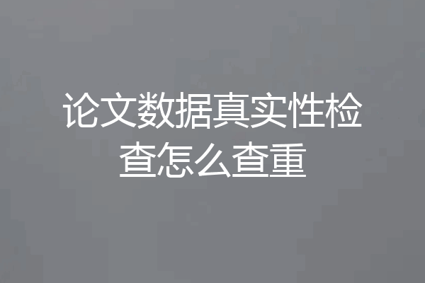 论文数据真实性检查怎么查重