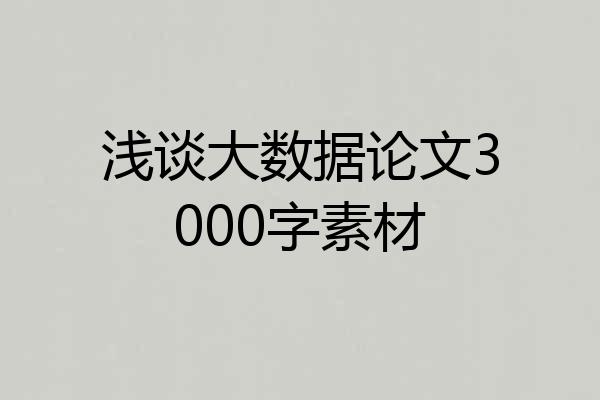 浅谈大数据论文3000字素材