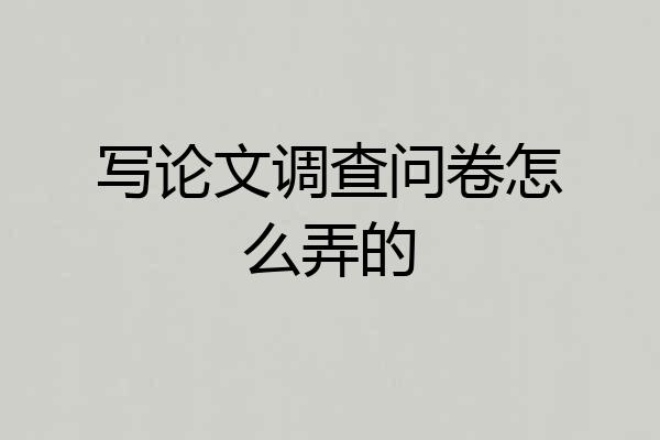 写论文调查问卷怎么弄的