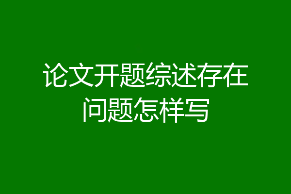 论文开题综述存在问题怎样写