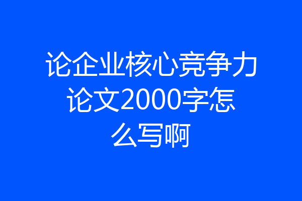 论企业核心竞争力论文2000字怎么写啊