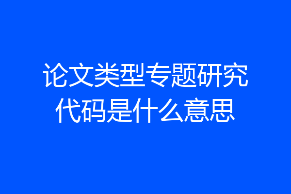 论文类型专题研究代码是什么意思