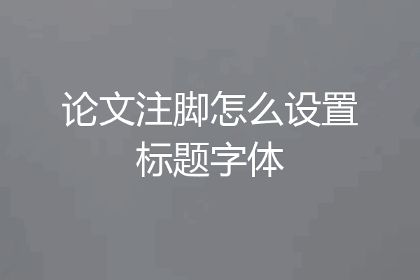 论文注脚怎么设置标题字体