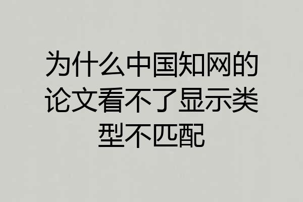 为什么中国知网的论文看不了显示类型不匹配