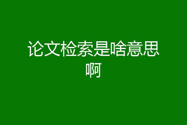 论文检索是啥意思啊