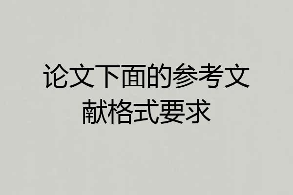 论文下面的参考文献格式要求