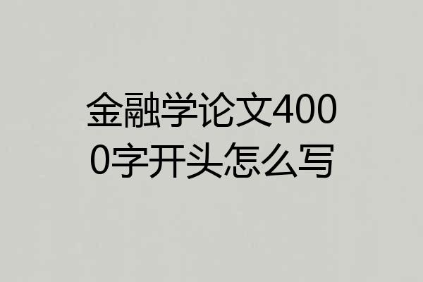 金融学论文4000字开头怎么写
