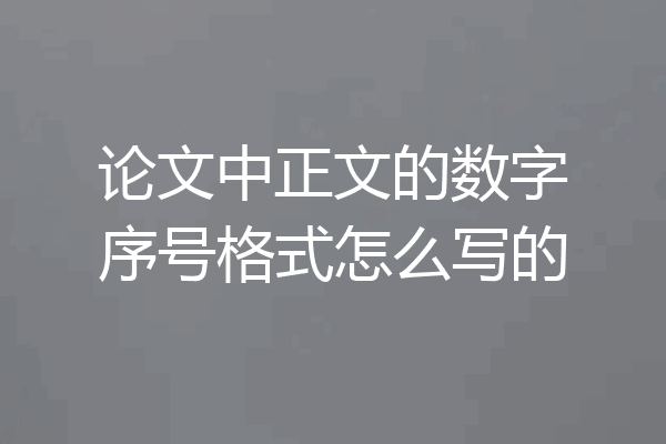 论文中正文的数字序号格式怎么写的