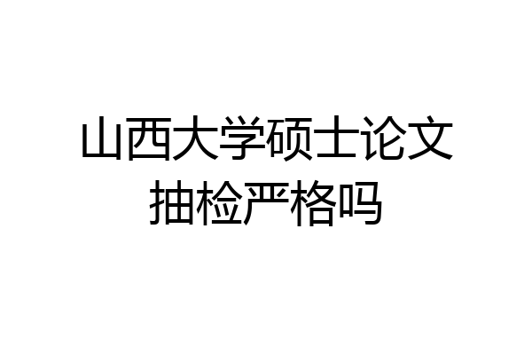 山西大学硕士论文抽检严格吗