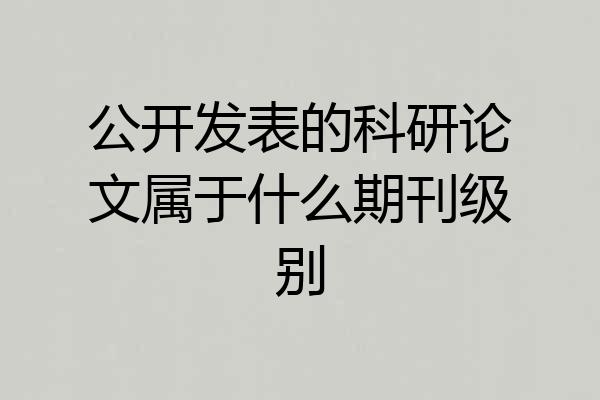 公开发表的科研论文属于什么期刊级别
