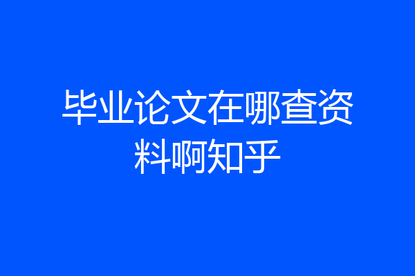 毕业论文在哪查资料啊知乎
