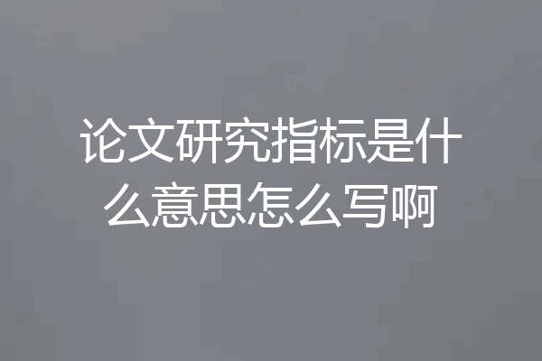 论文研究指标是什么意思怎么写啊