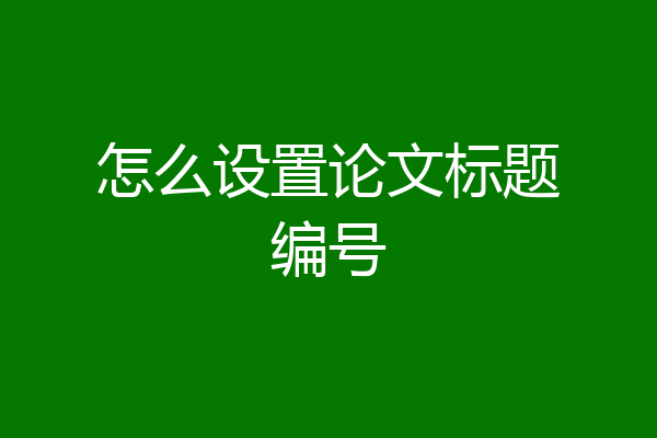 怎么设置论文标题编号
