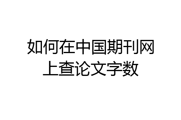 如何在中国期刊网上查论文字数