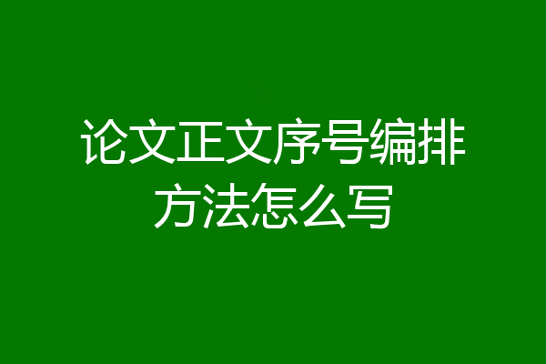 论文正文序号编排方法怎么写