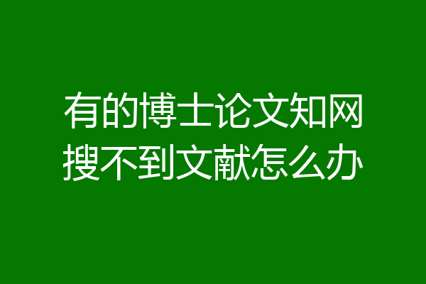 有的博士论文知网搜不到文献怎么办
