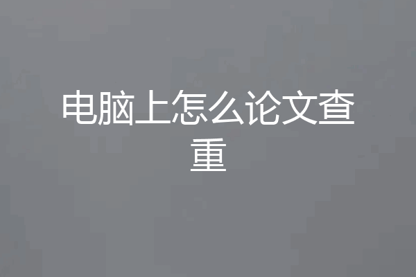 电脑上怎么论文查重