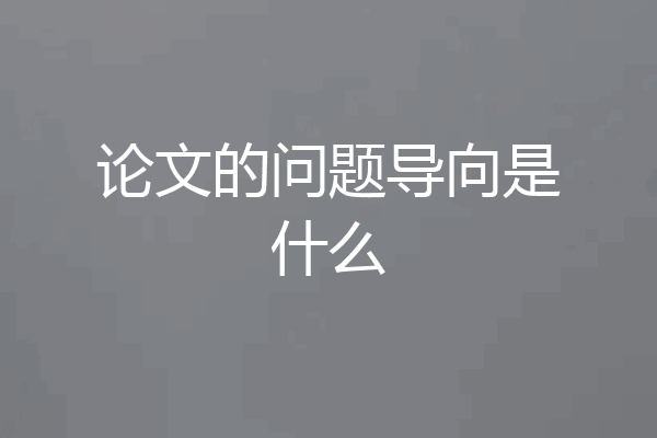 论文的问题导向是什么