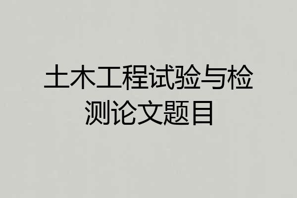 土木工程试验与检测论文题目