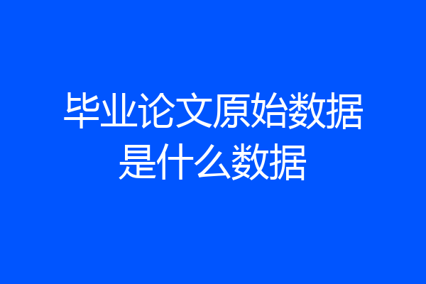 毕业论文原始数据是什么数据
