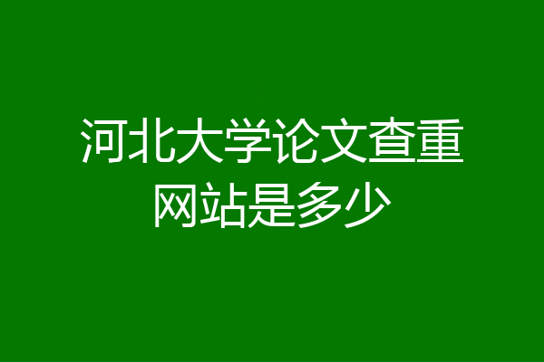 河北大学论文查重网站是多少