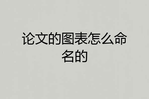 论文的图表怎么命名的