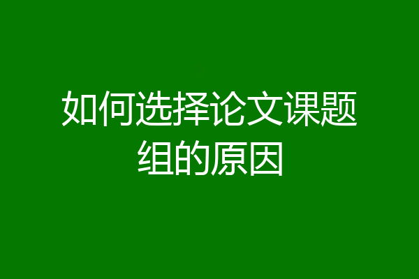 如何选择论文课题组的原因