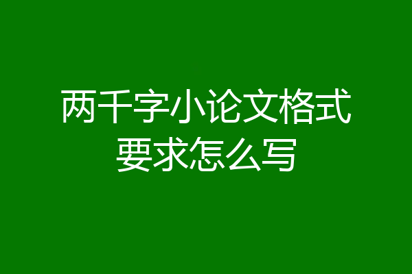 两千字小论文格式要求怎么写