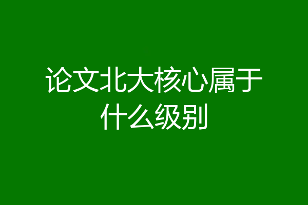 论文北大核心属于什么级别