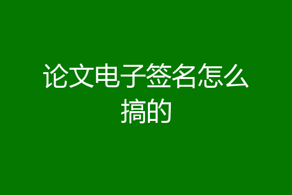 论文电子签名怎么搞的