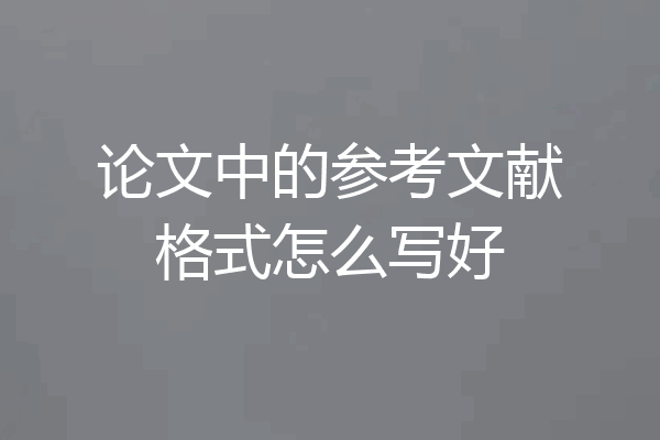 论文中的参考文献格式怎么写好