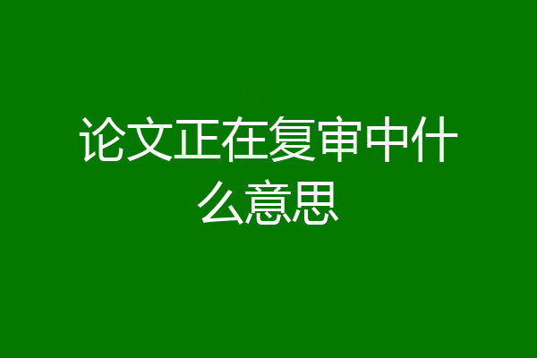 论文正在复审中什么意思