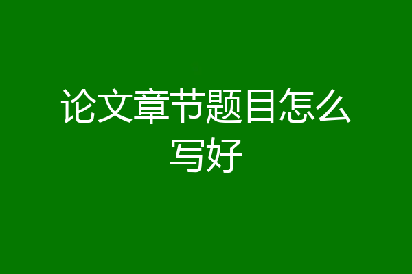 论文章节题目怎么写好