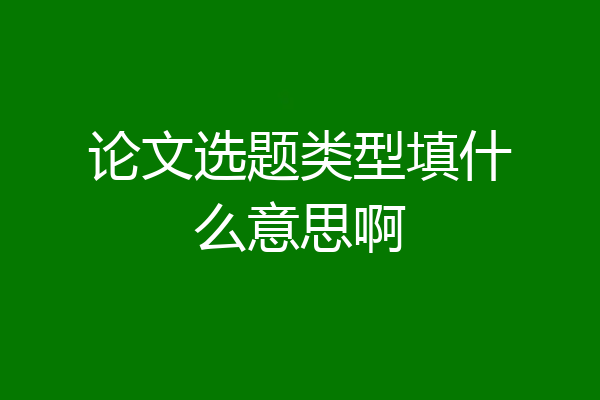 论文选题类型填什么意思啊