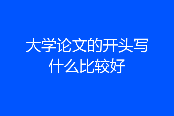 大学论文的开头写什么比较好
