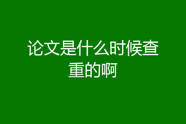 论文是什么时候查重的啊