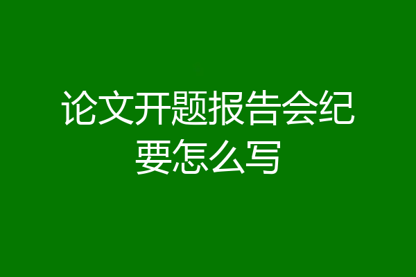 论文开题报告会纪要怎么写