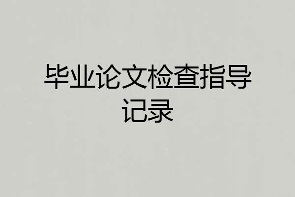 毕业论文检查指导记录