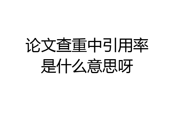 论文查重中引用率是什么意思呀