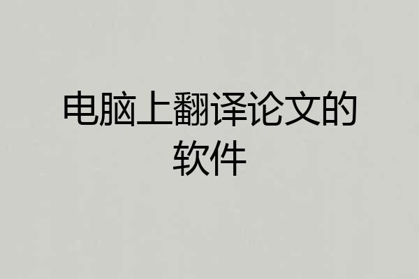 电脑上翻译论文的软件