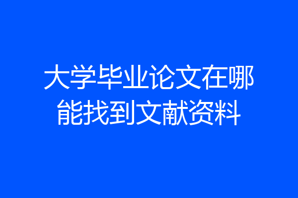 大学毕业论文在哪能找到文献资料