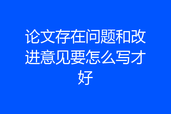 论文存在问题和改进意见要怎么写才好