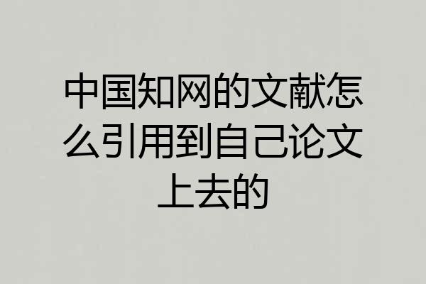中国知网的文献怎么引用到自己论文上去的