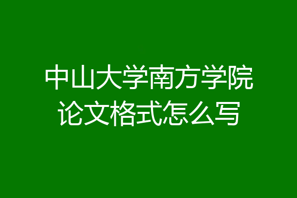 中山大学南方学院论文格式怎么写