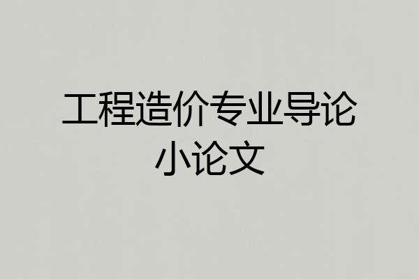 工程造价专业导论小论文